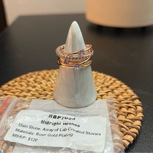 Array of stones on rose gold Size 7 Ring